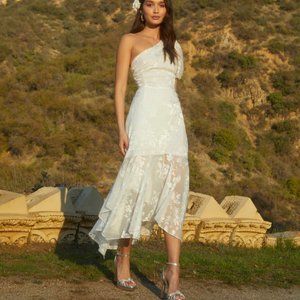 Off Shoulder White Flowy Dress